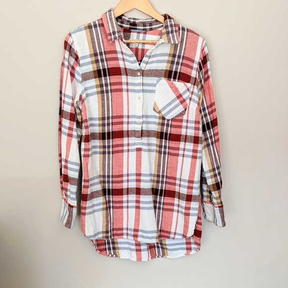 Merona Tops - Merona Plaid High / Low Pullover Flannel Shirt